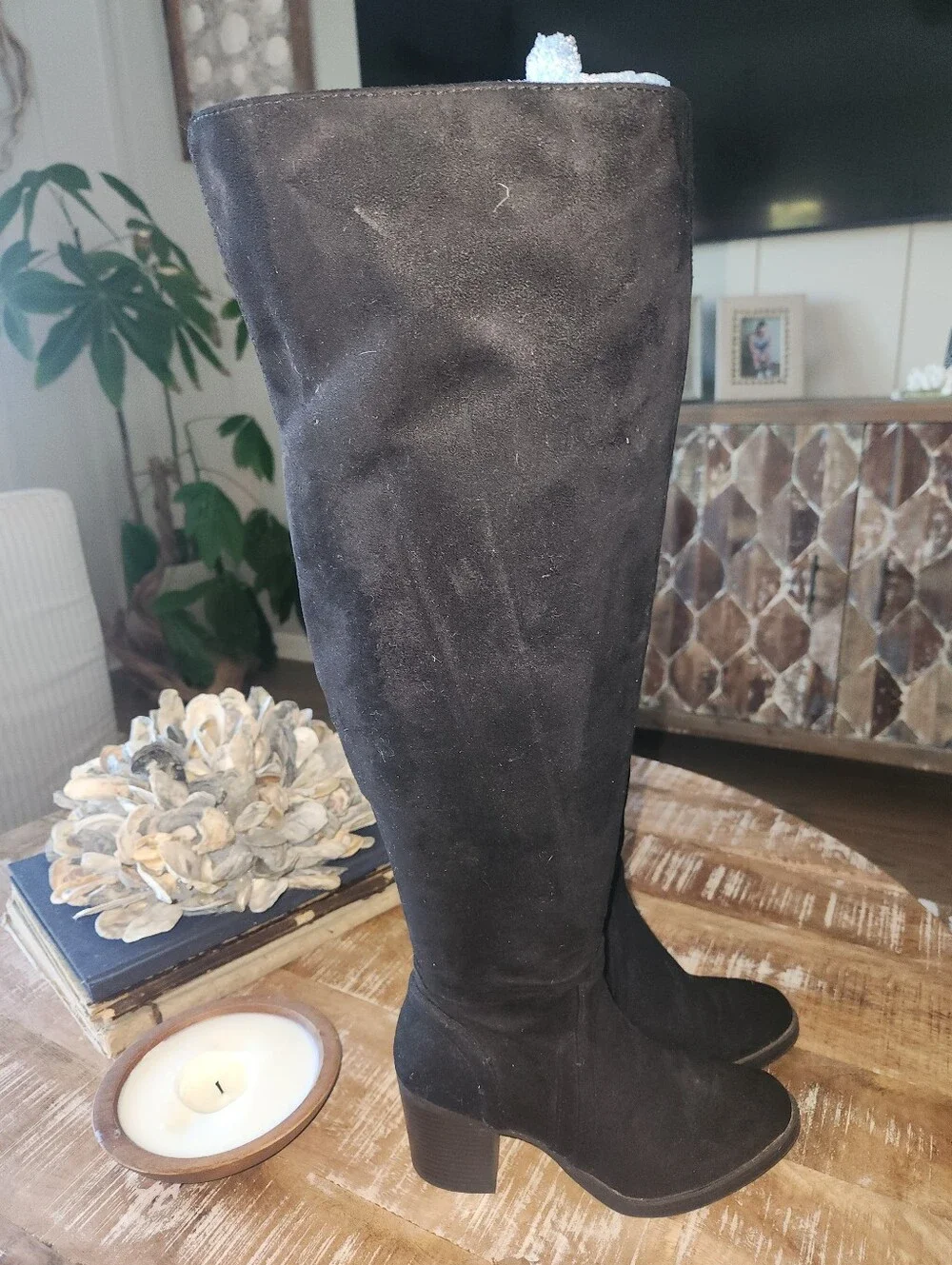 Black Over The Knee Suede Boots